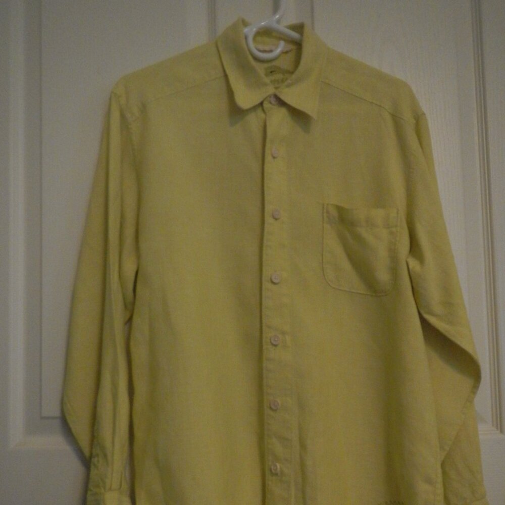 Tommy Bahama small men's yellow 100% linen long sleeve shirt